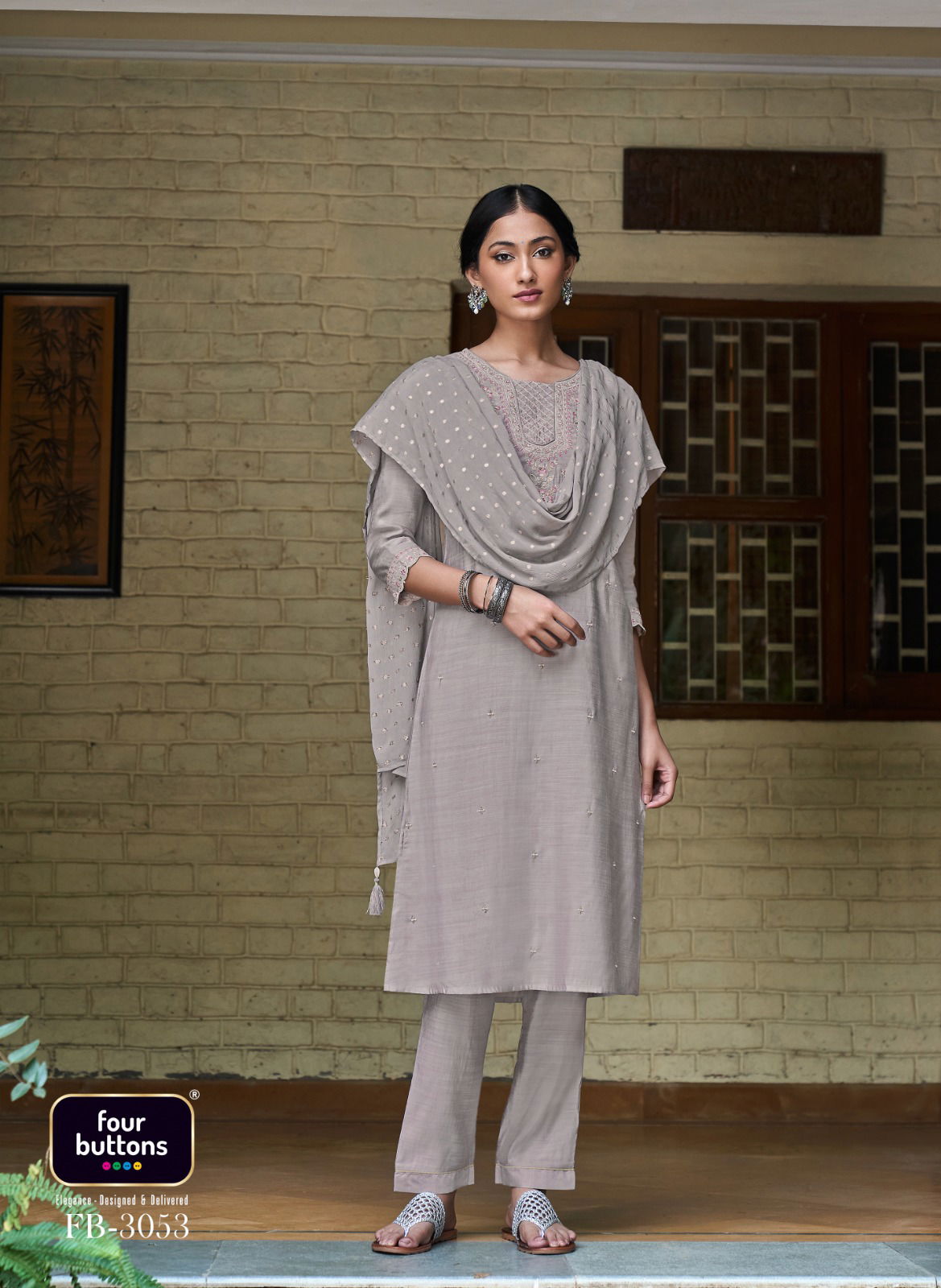 Four Buttons Muraad Exclusive Designer Wholesale Readymade Suits
